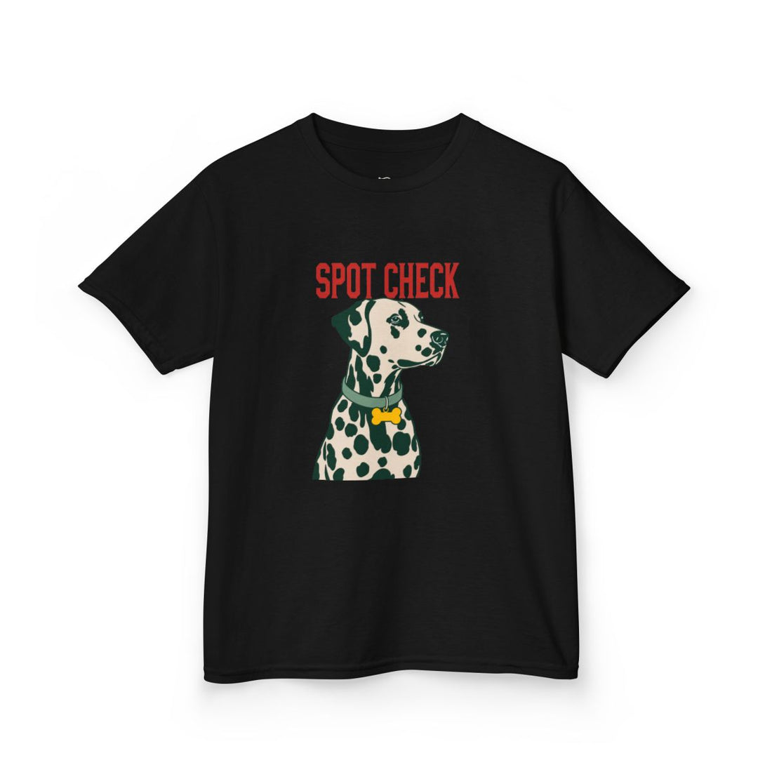 Black — Front | Dalmatian Spot Check Kids Tee