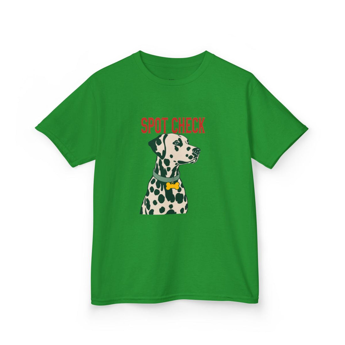 Irish Green — Front | Dalmatian Spot Check Kids Tee