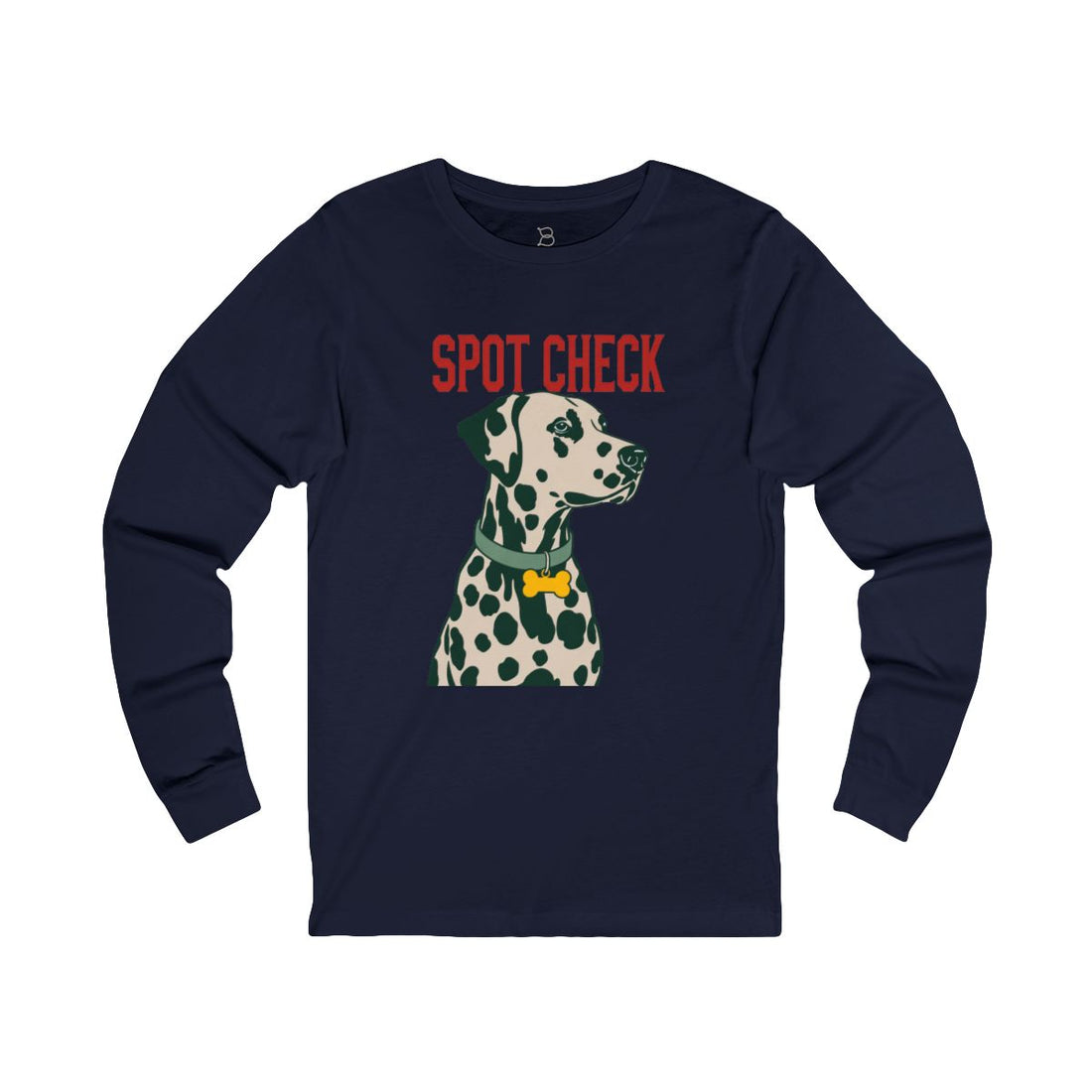Navy — Front | Dalmatian Spot Check Long Sleeve Tee