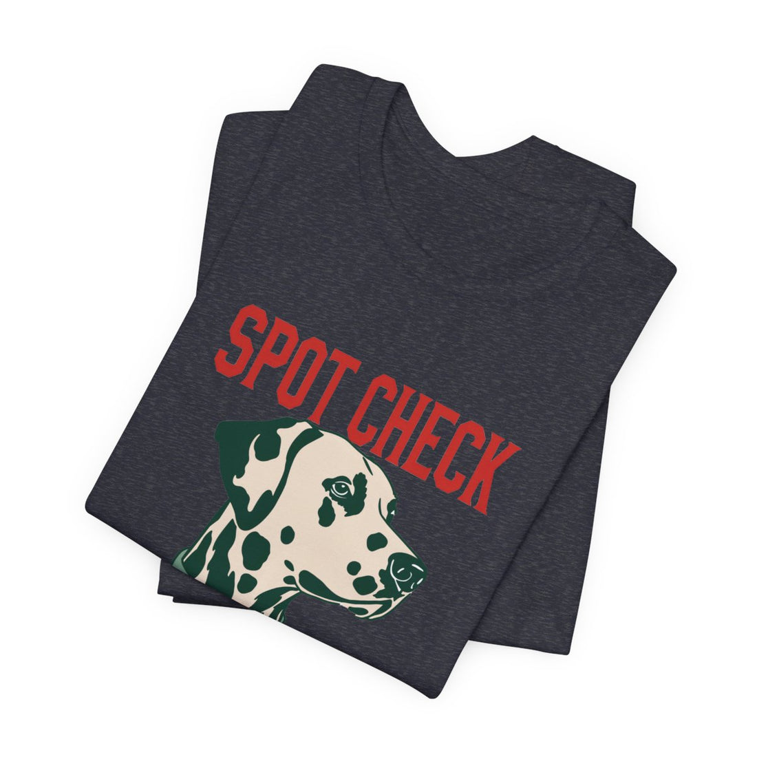 Heather Navy — Folded | Dalmatian Spot Check Men's Tee