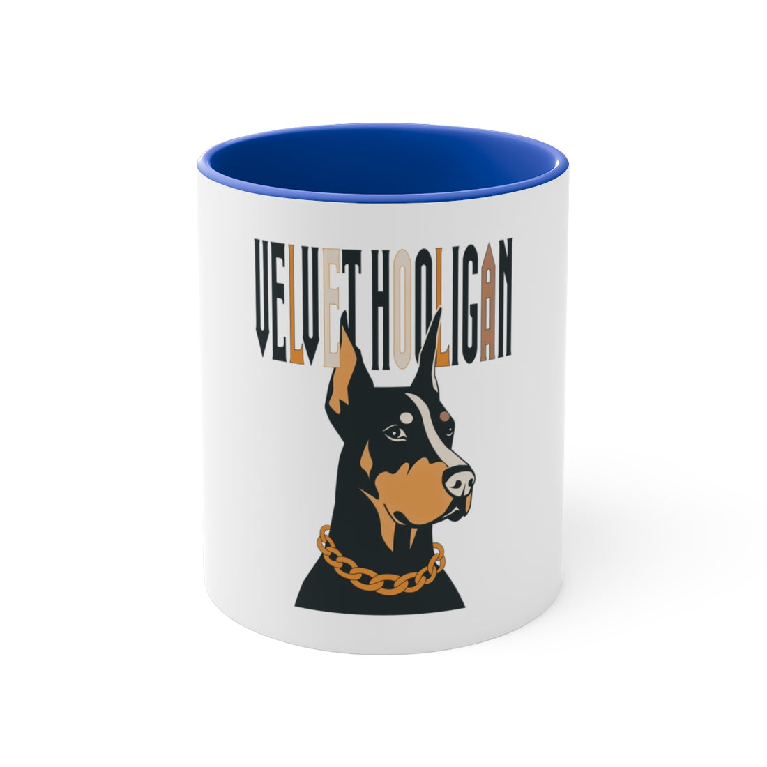 Blue — Front | Doberman Velvet Hooligan Accent Mug