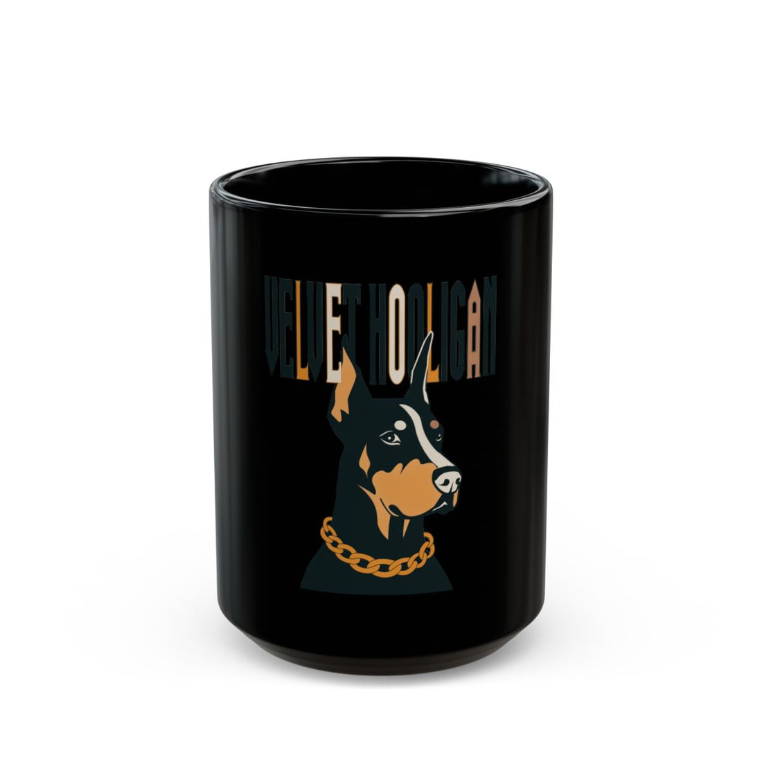 15oz — Front | Doberman Velvet Hooligan Black Mug
