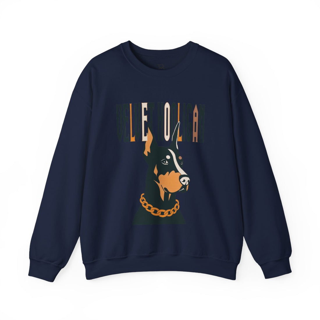 Navy — Front | Doberman Velvet Hooligan Crewneck