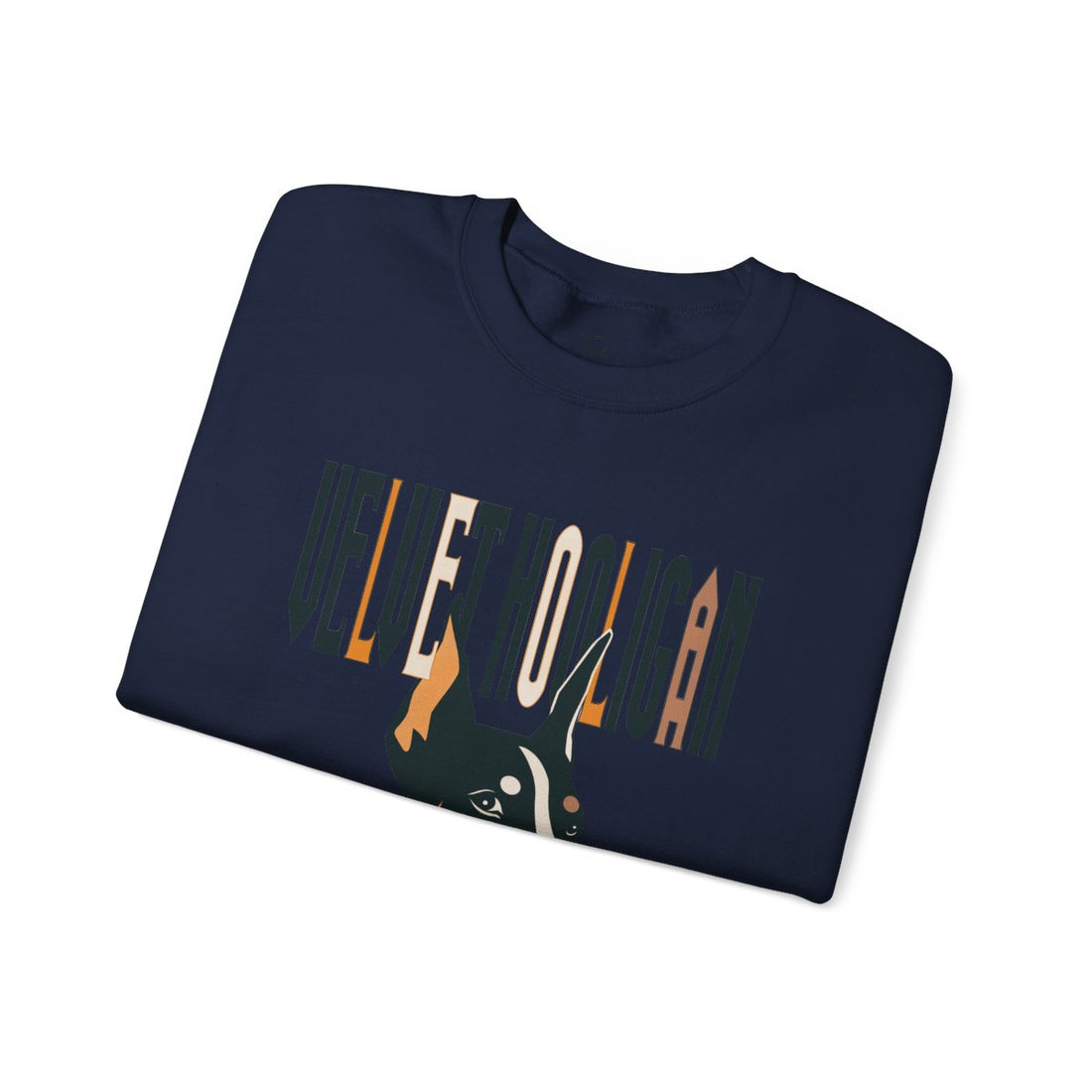 Navy — Folded | Doberman Velvet Hooligan Crewneck