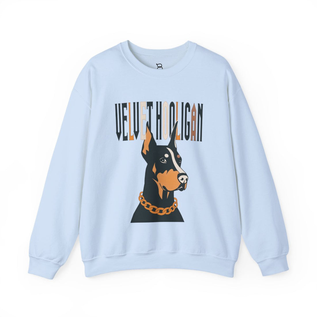 Light Blue — Front | Doberman Velvet Hooligan Crewneck