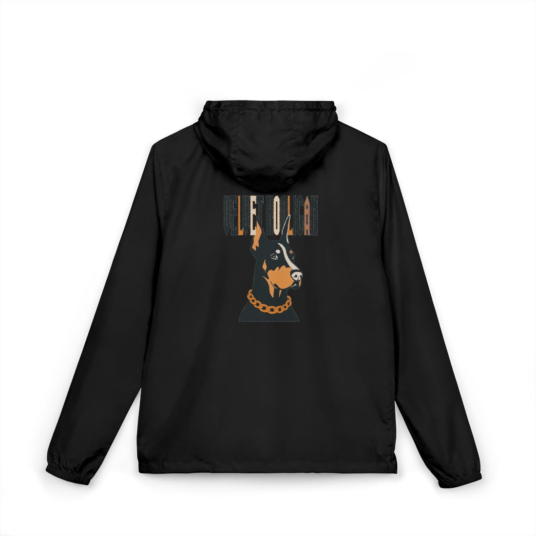 Black — Back | Doberman Velvet Hooligan Full-Zip Windbreaker