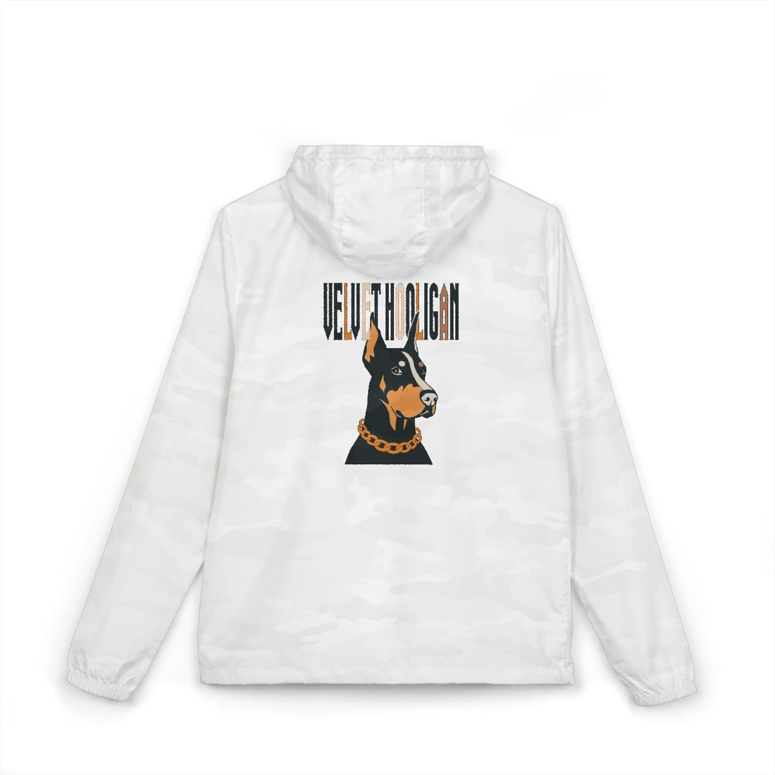 White Camo — Back | Doberman Velvet Hooligan Full-Zip Windbreaker