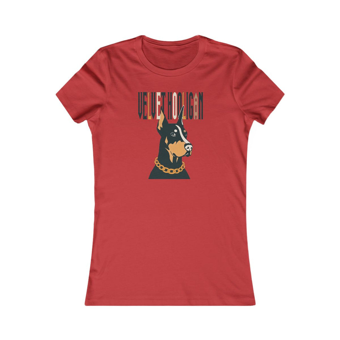 Red — Front | Doberman Velvet Hooligan Women's Tee