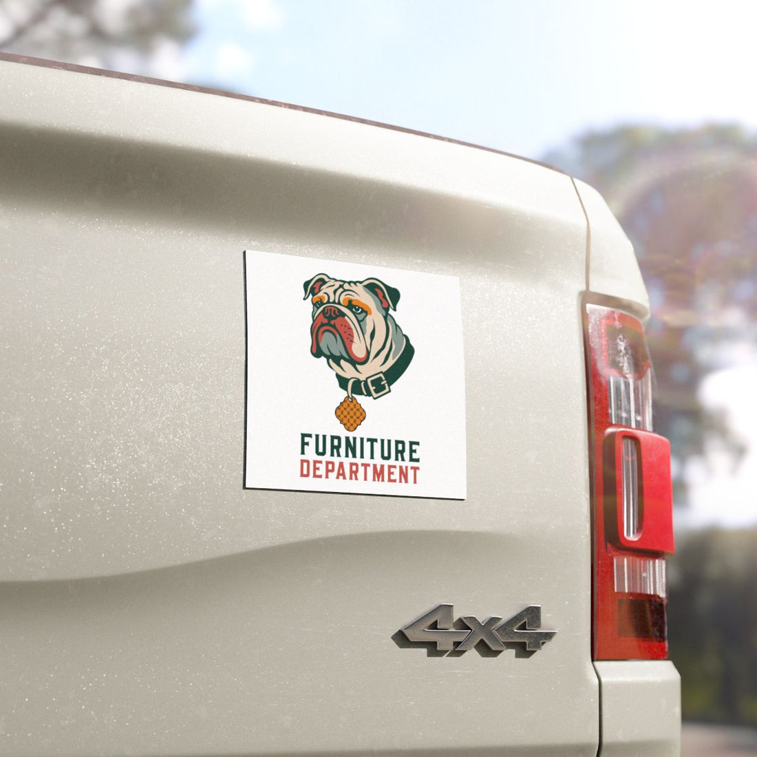 5'' × 5'' — Detail | English Bulldog Furniture Department Car Magnet