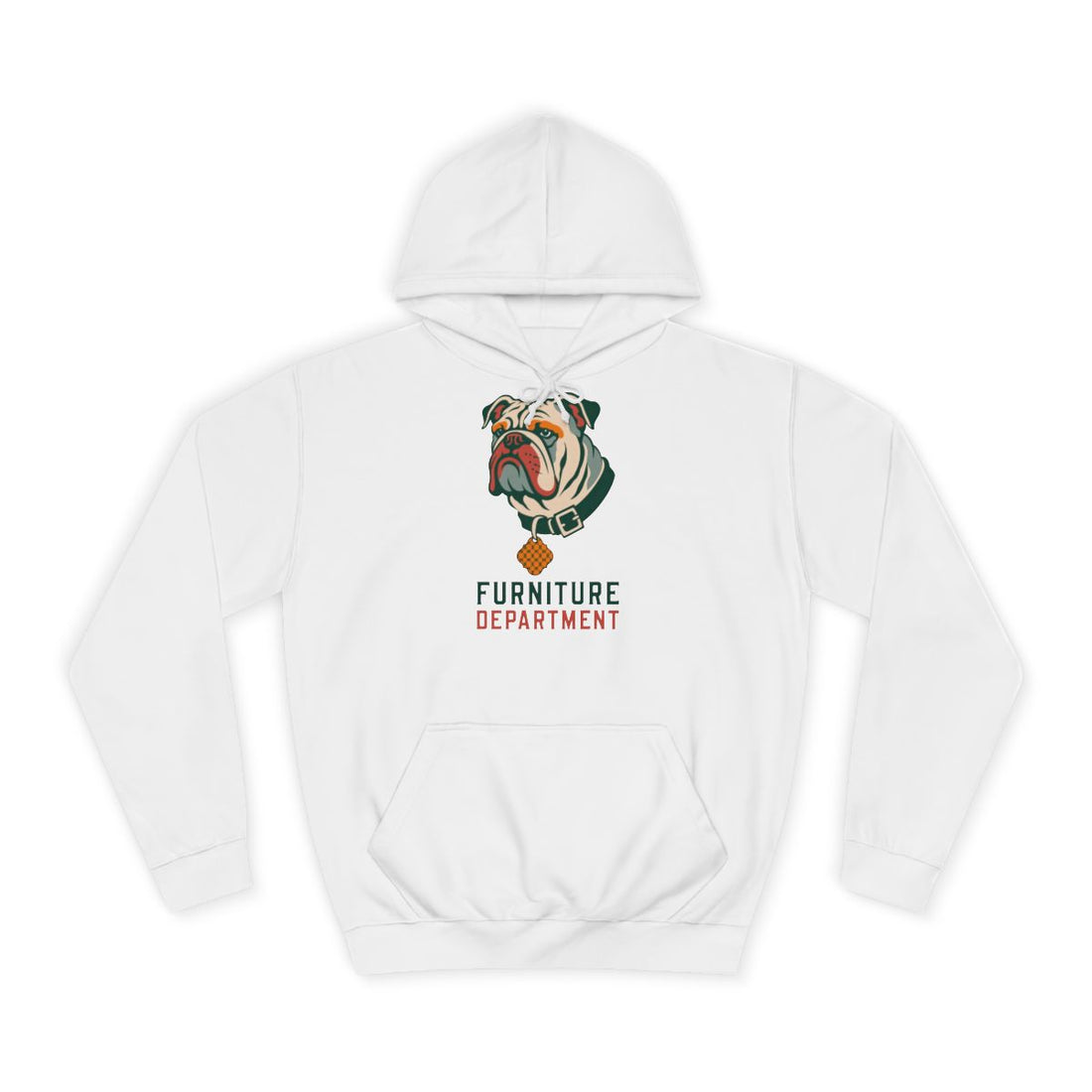 Arctic White — Front | English Bulldog "Furniture Department" Hoodie