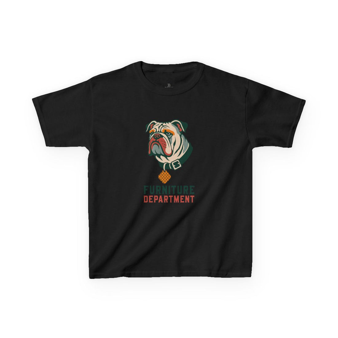 Black — Front | English Bulldog "Furniture Department" Kids Tee