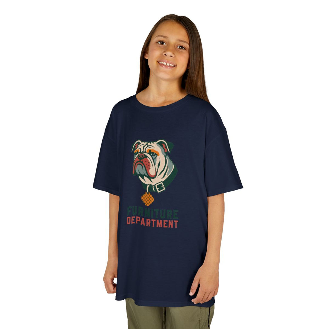 Navy — Lifestyle | English Bulldog "Furniture Department" Kids Tee