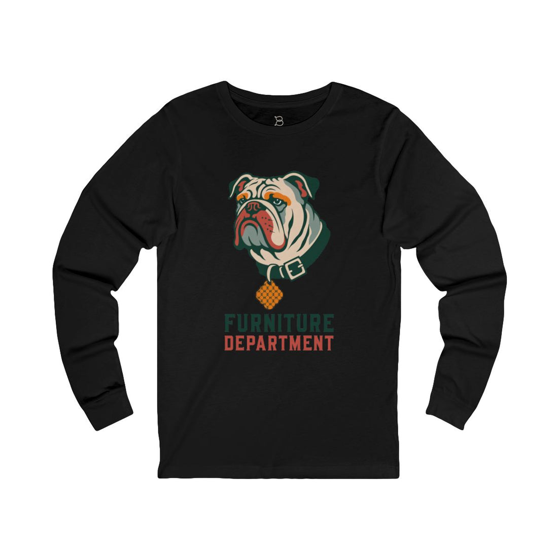 Black — Front | English Bulldog Furniture Department Long Sleeve Tee