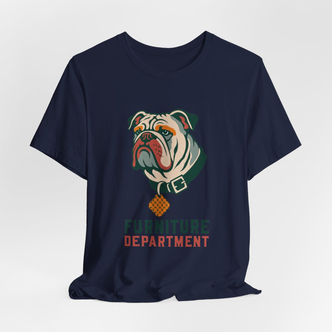 Navy — Hanging | English Bulldog "Furniture Department" Men's Tee