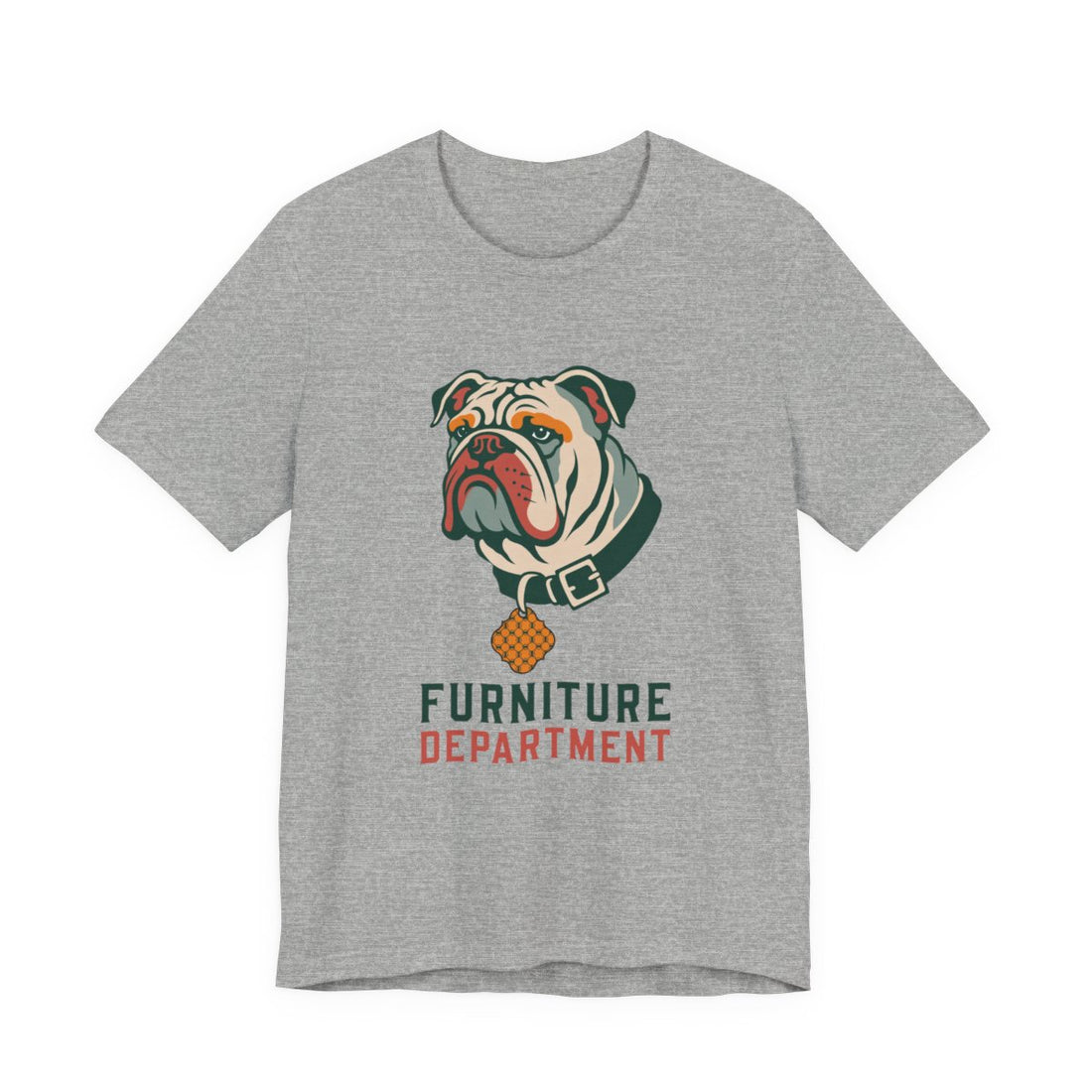 Athletic Heather — Front | English Bulldog "Furniture Department" Men's Tee