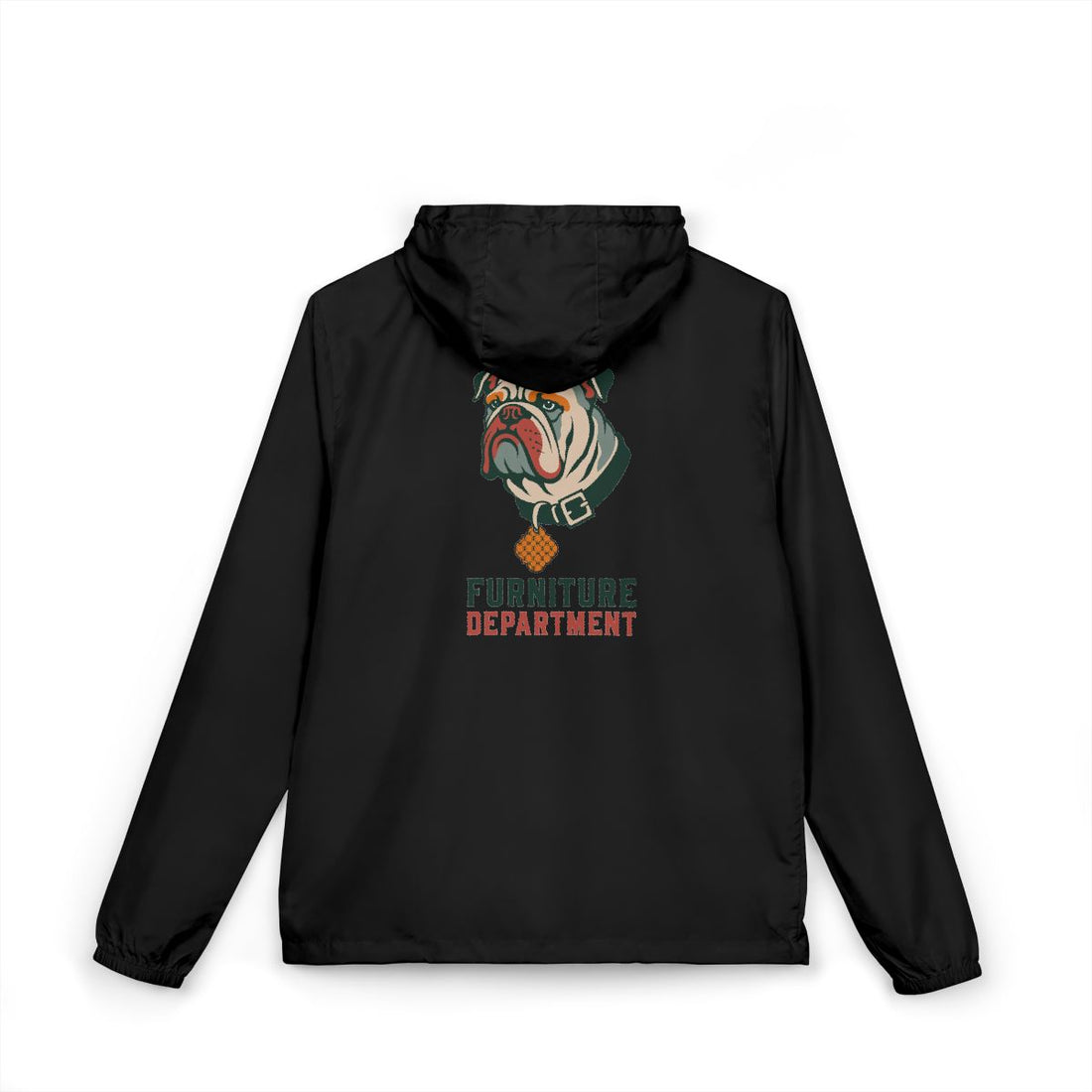 Black — Back | English Bulldog Furniture Department Windbreaker