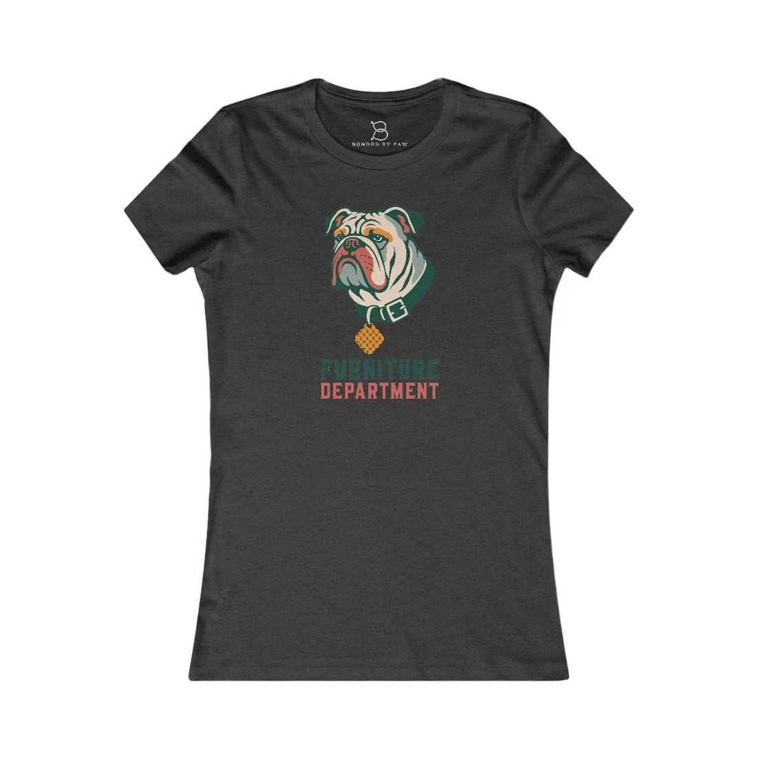 Dark Grey Heather — Front | English Bulldog "Furniture Department" Women's Tee