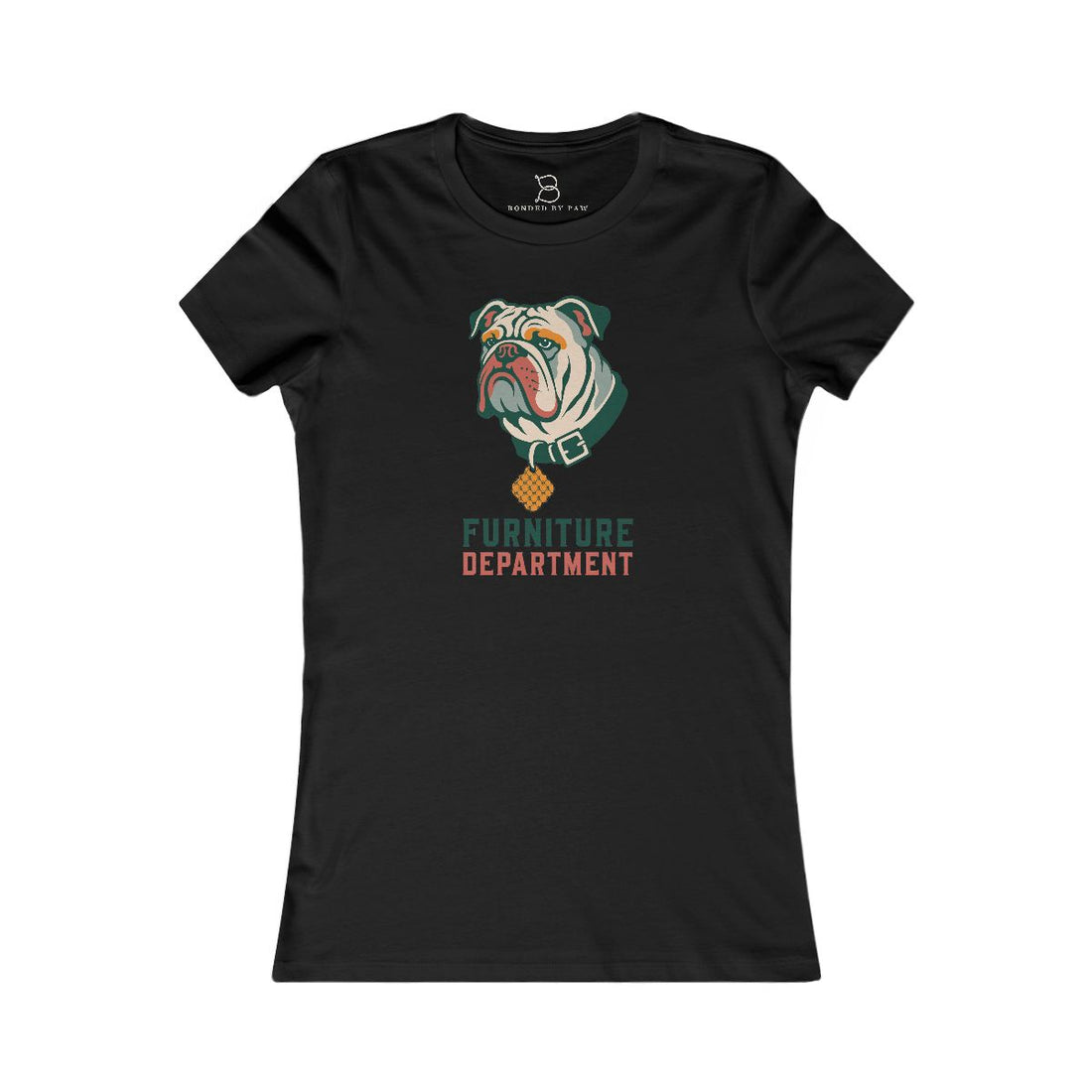 Black — Front | English Bulldog "Furniture Department" Women's Tee