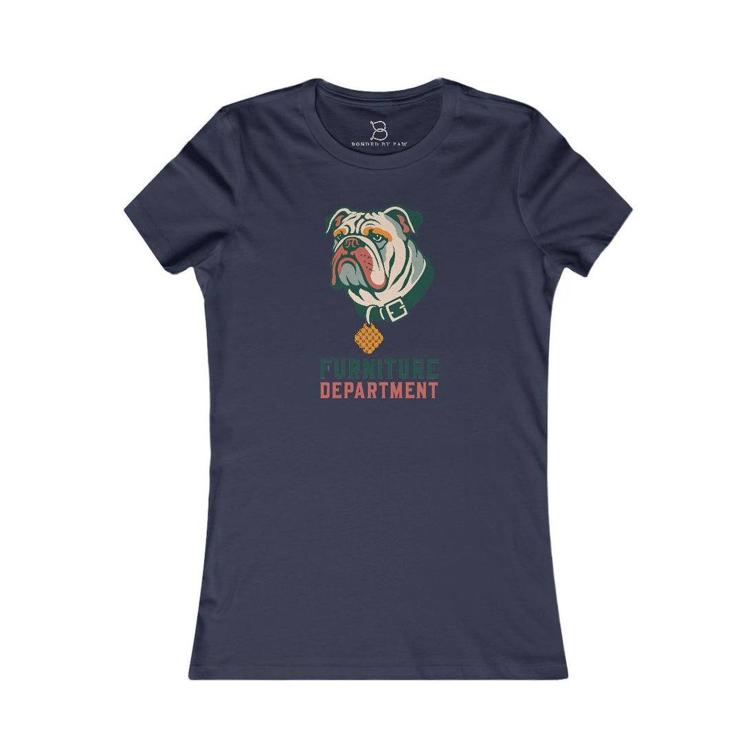Navy — Front | English Bulldog "Furniture Department" Women's Tee