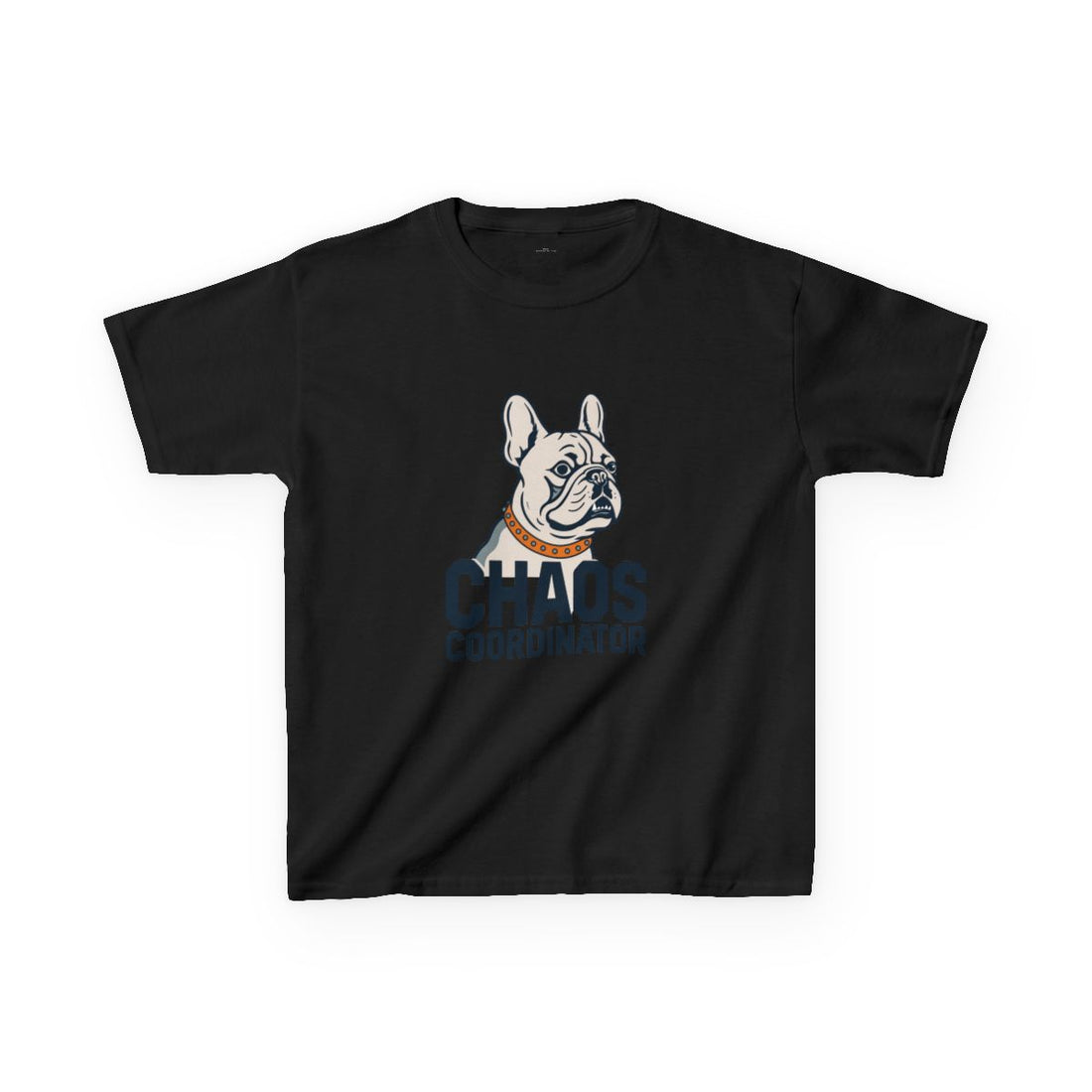 Black — Front | French Bulldog "Chaos Coordinator" Kids Tee