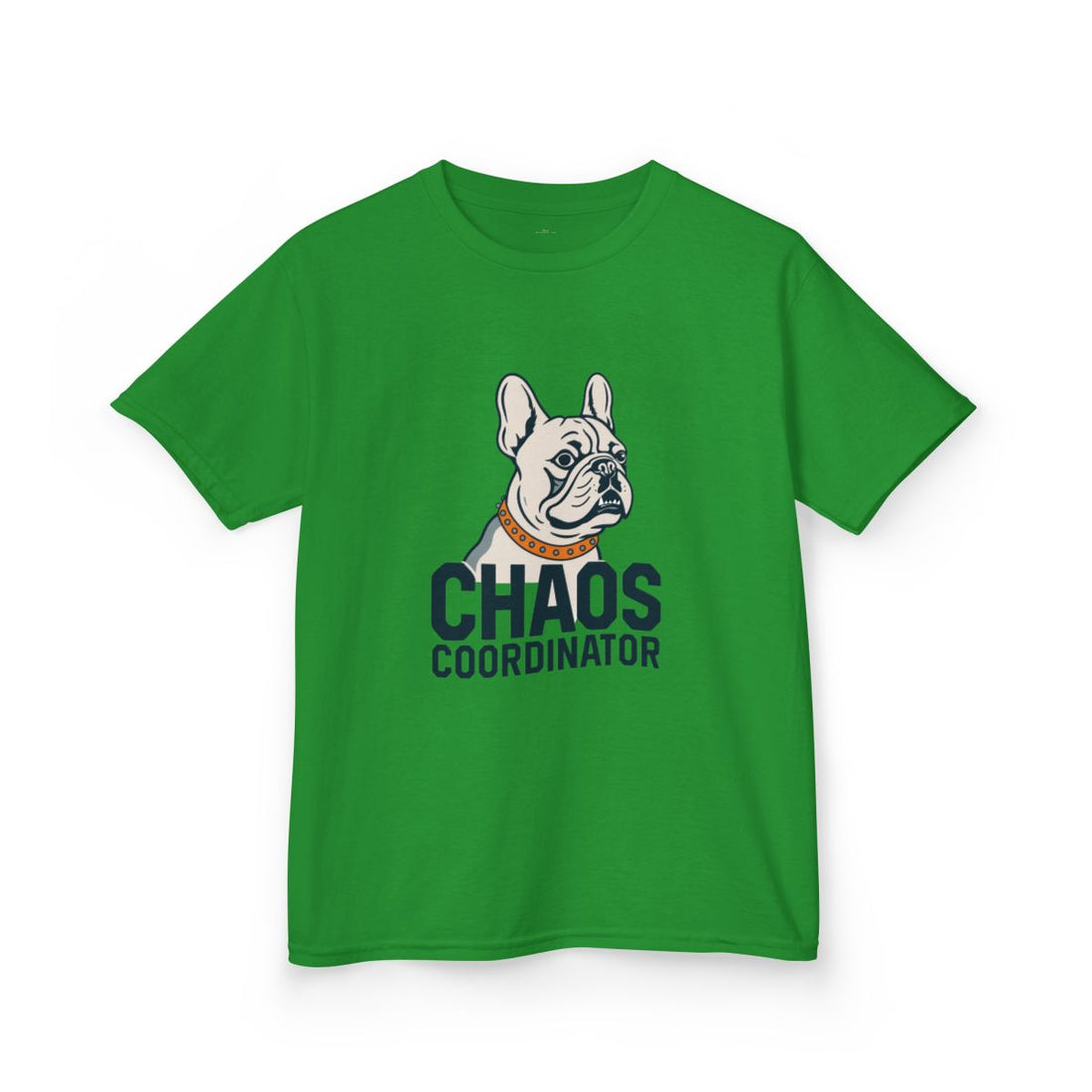 Irish Green — Front | French Bulldog "Chaos Coordinator" Kids Tee