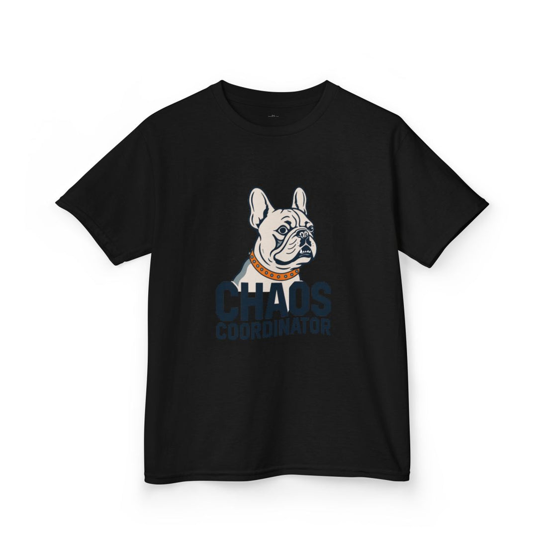 Black — Front | French Bulldog "Chaos Coordinator" Kids Tee