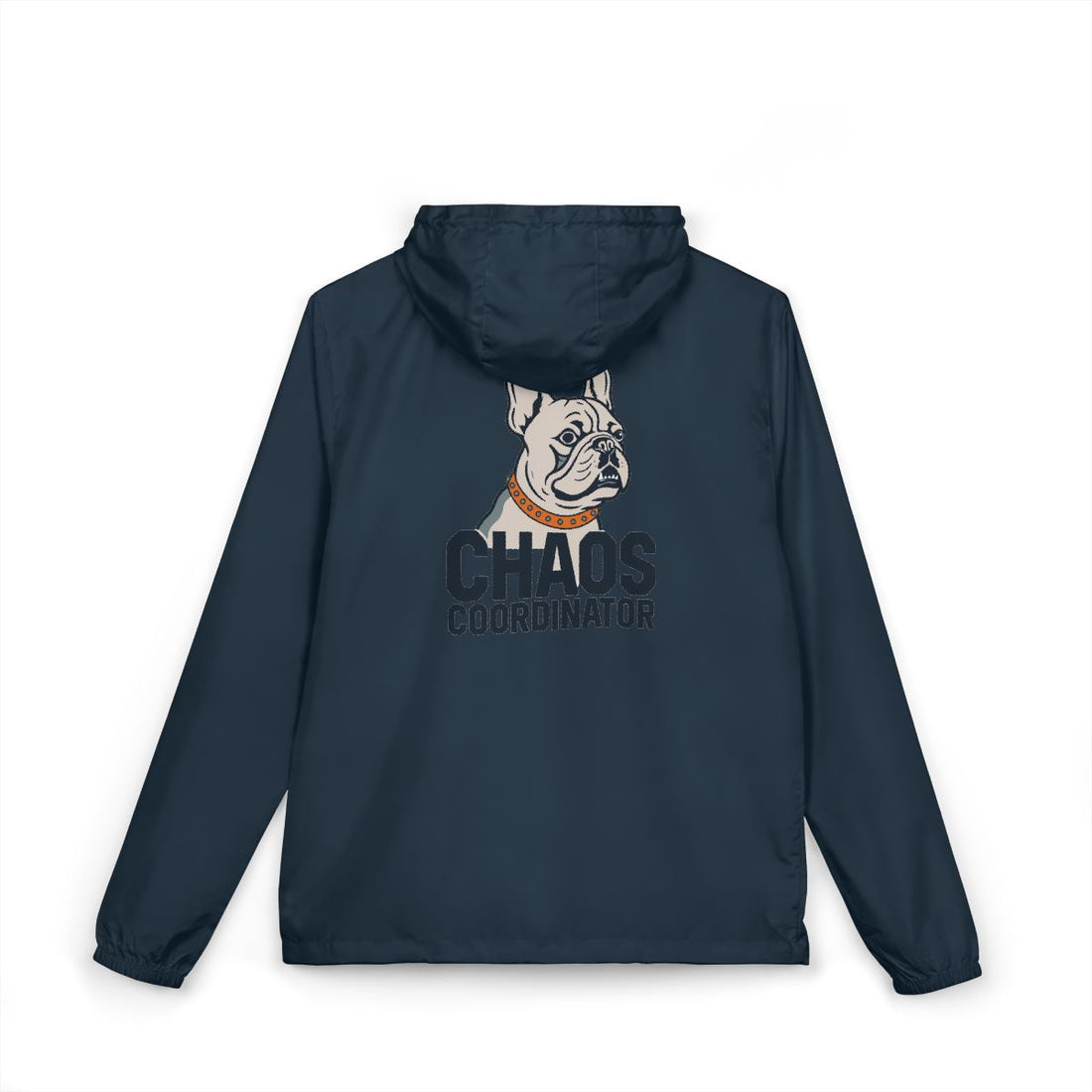 Classic Navy — Back | French Bulldog "Chaos Coordinator" Windbreaker