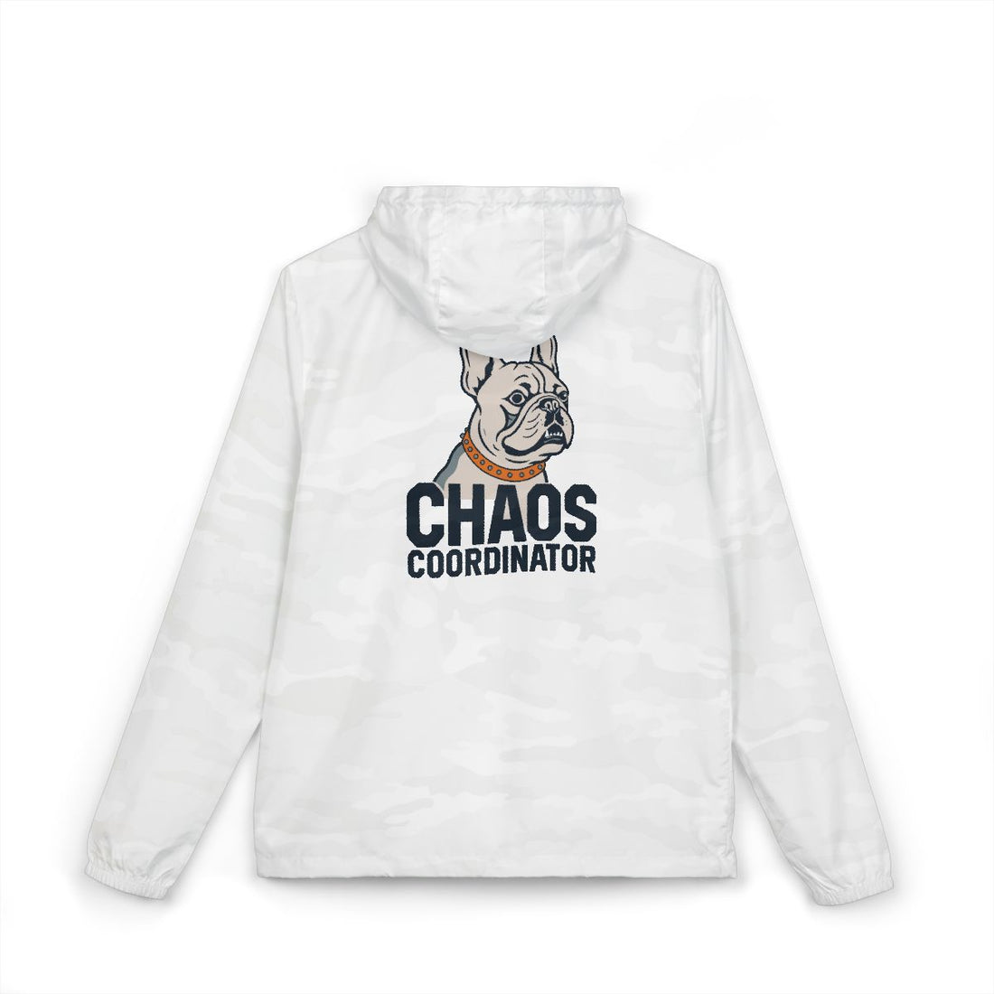 White Camo — Back | French Bulldog "Chaos Coordinator" Windbreaker