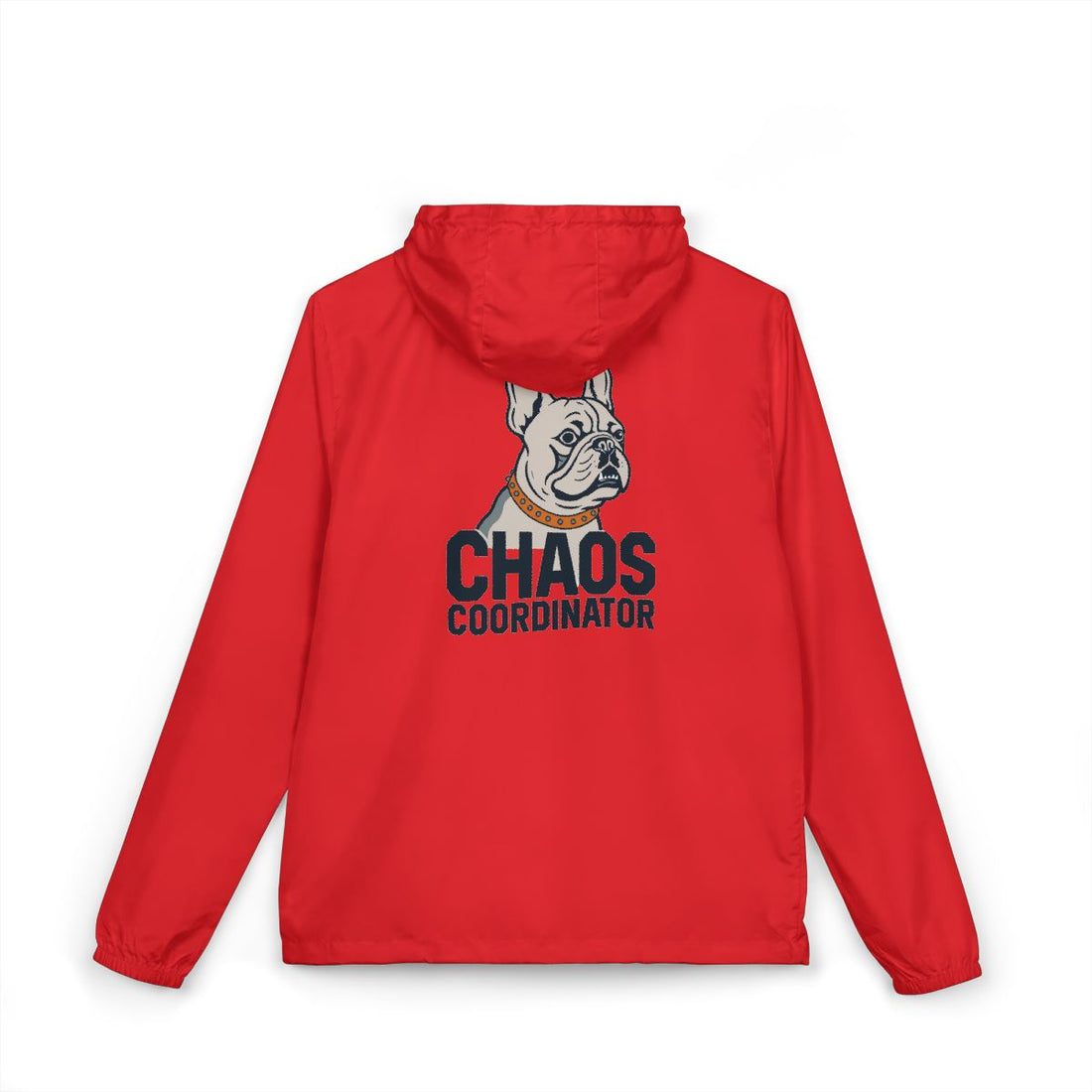 Red — Back | French Bulldog "Chaos Coordinator" Windbreaker