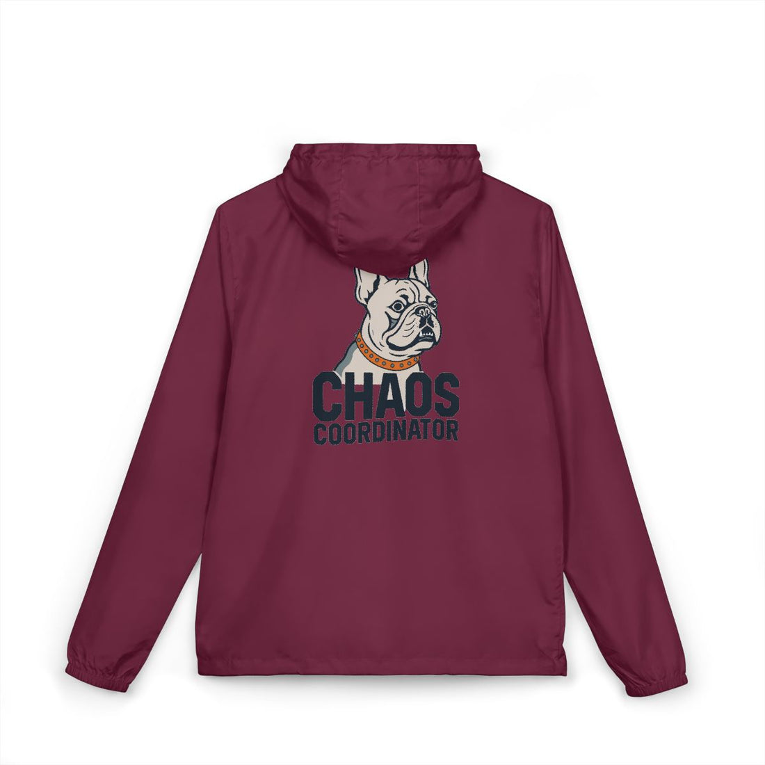 Maroon — Back | French Bulldog "Chaos Coordinator" Windbreaker