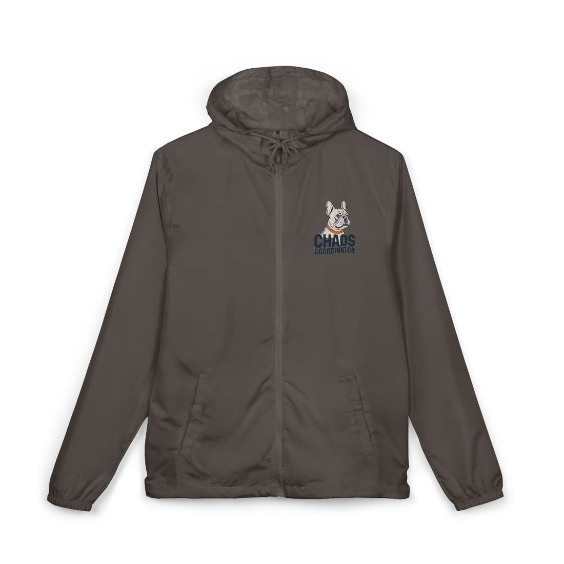Graphite — Front | French Bulldog "Chaos Coordinator" Windbreaker