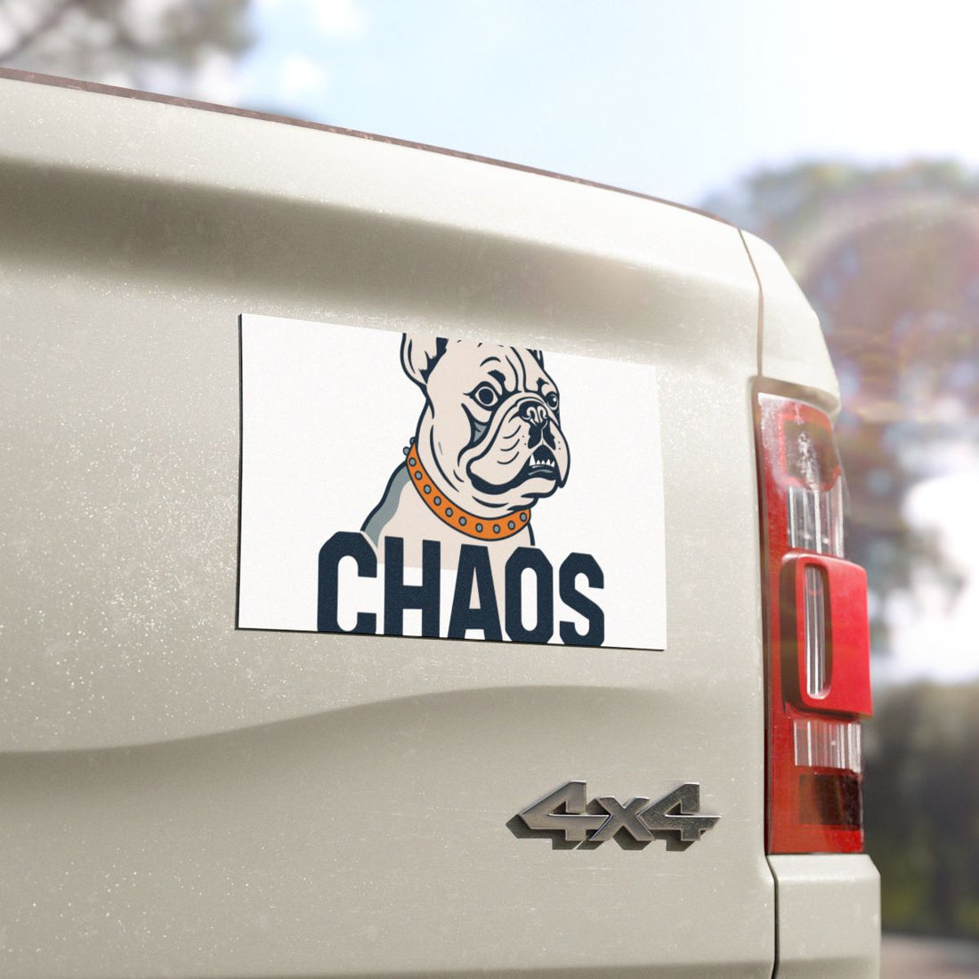 7.5'' × 4.5'' — Detail | French Bulldog Frenchie Chaos Coordinator Car Magnet