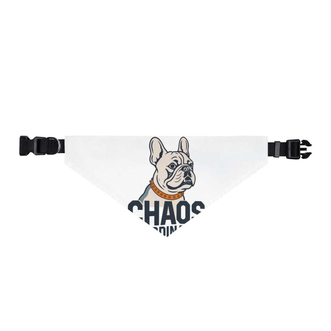 XL — Front | French Bulldog Frenchie Chaos Coordinator Clip-On Bandana