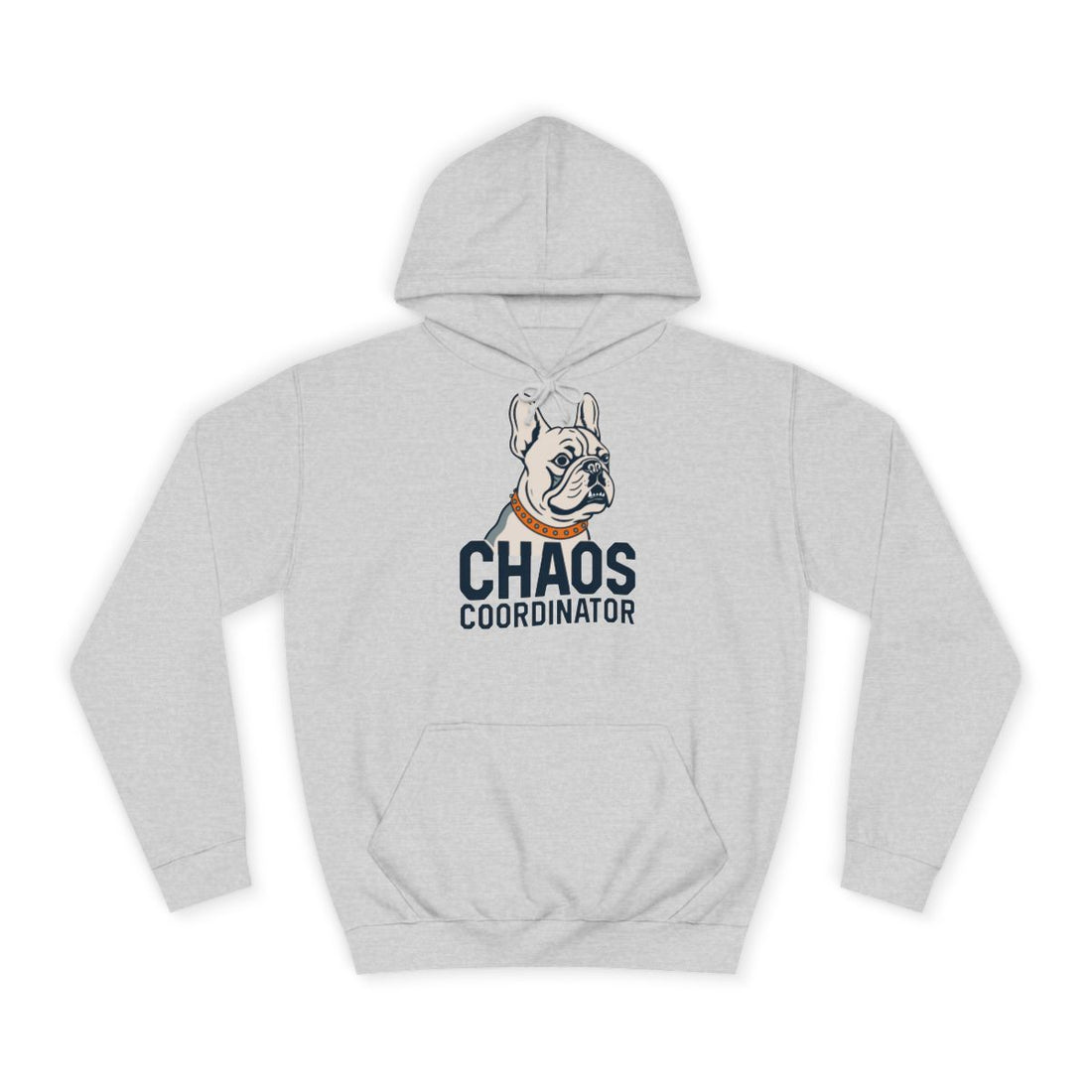 Heather Grey — Front | Frenchie Chaos Coordinator Hoodie