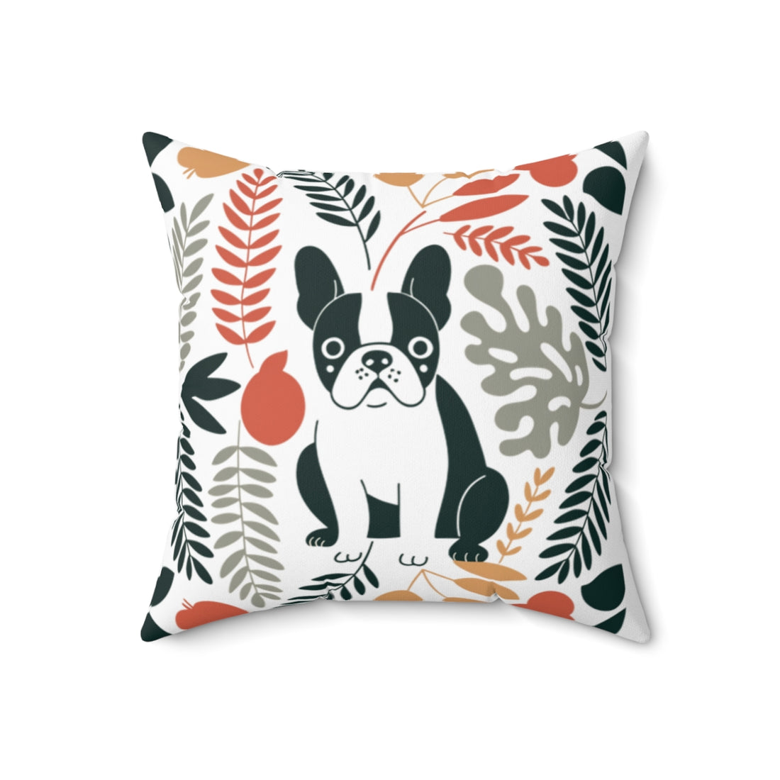 18" × 18" — Back | Frenchie Snack Department Throw Pillow
