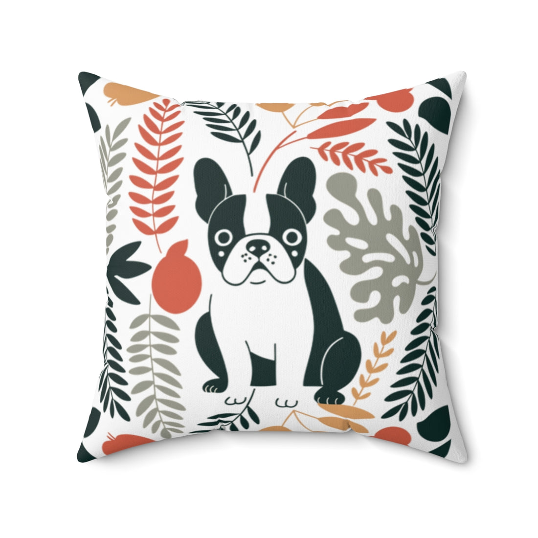 20" × 20" — Back | Frenchie Snack Department Throw Pillow