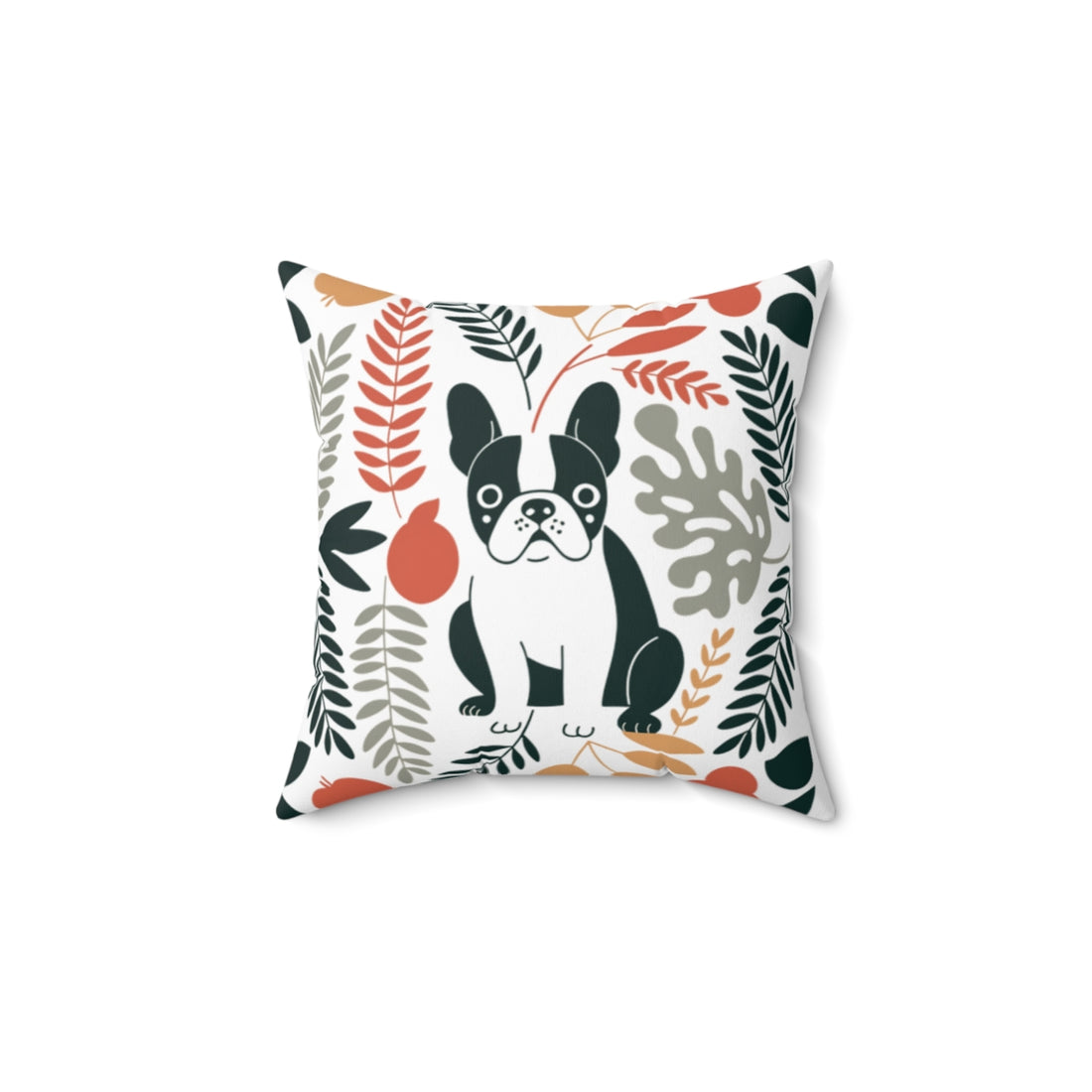 14" × 14" — Back | Frenchie Snack Department Throw Pillow