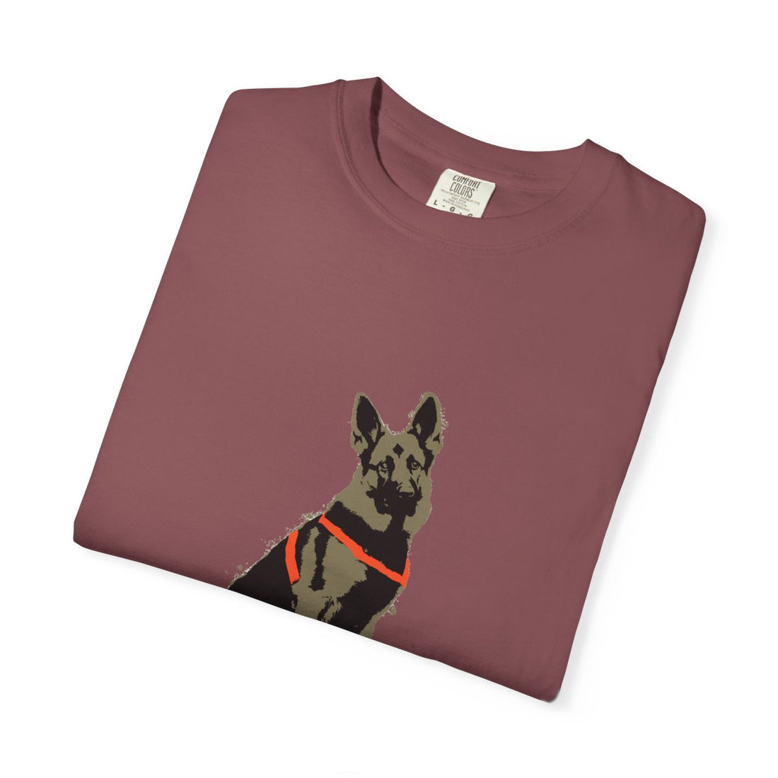 Brick — Folded | German Shepherd 'Unpaid Security' Garment-Dyed Tee