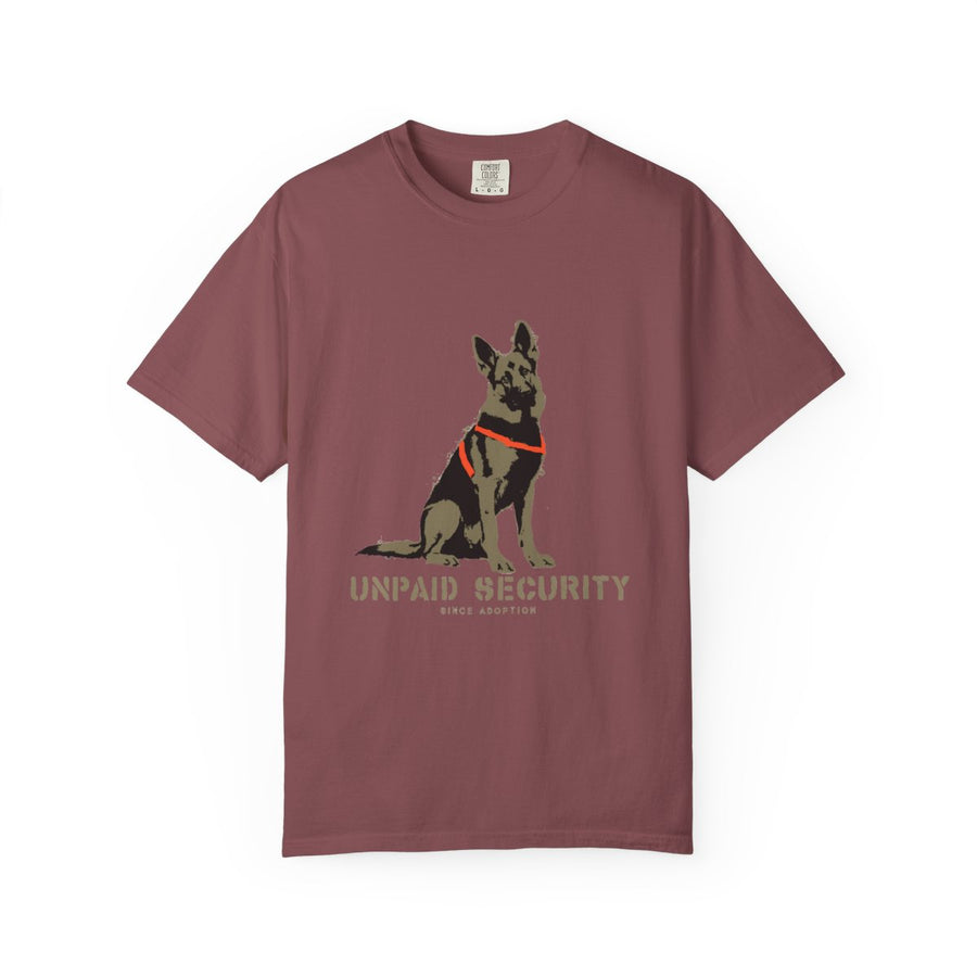 German Shepherd 'Unpaid Security' Garment-Dyed Tee