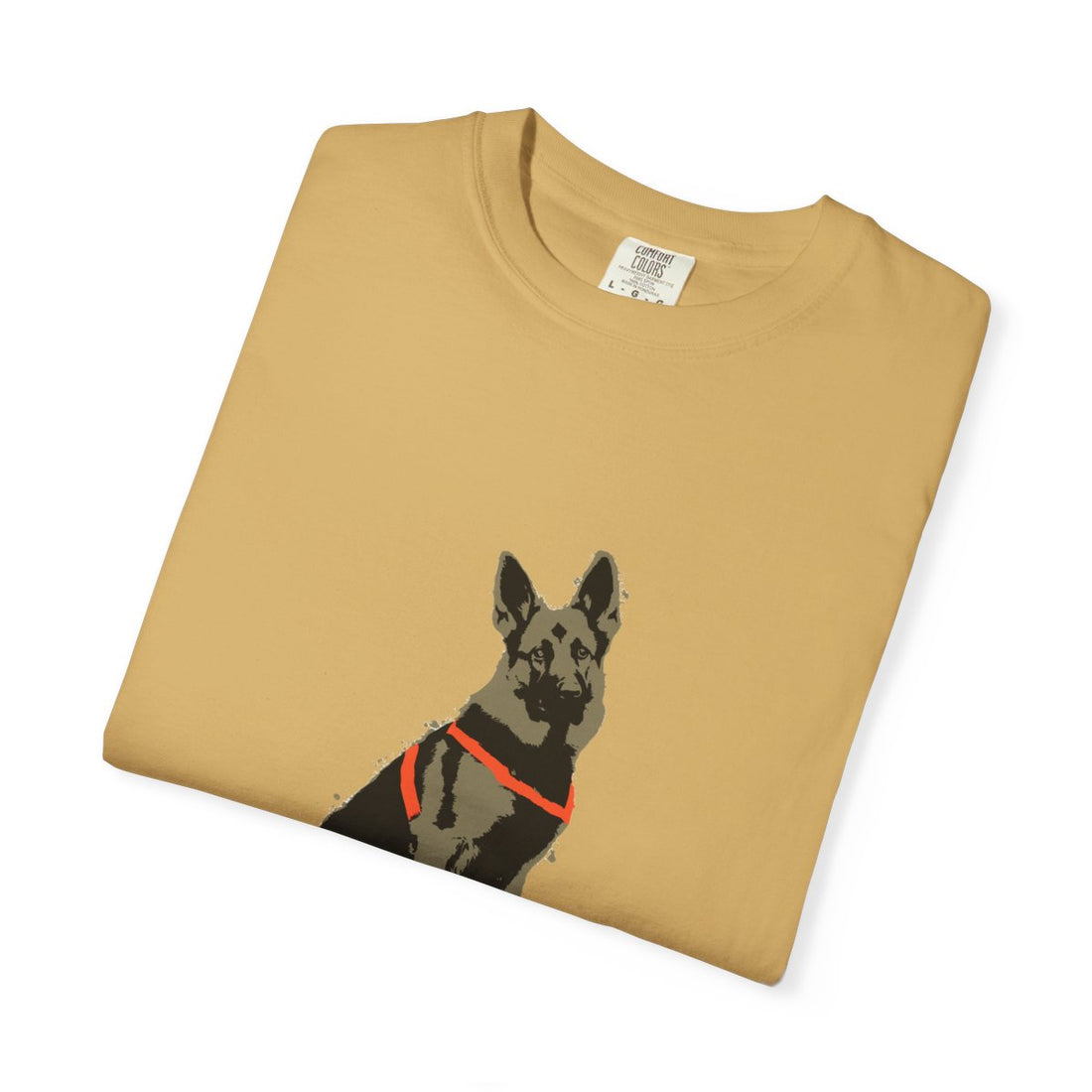 Mustard — Folded | German Shepherd 'Unpaid Security' Garment-Dyed Tee