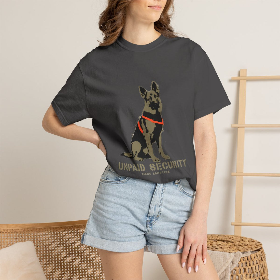 Graphite — Lifestyle | German Shepherd 'Unpaid Security' Garment-Dyed Tee