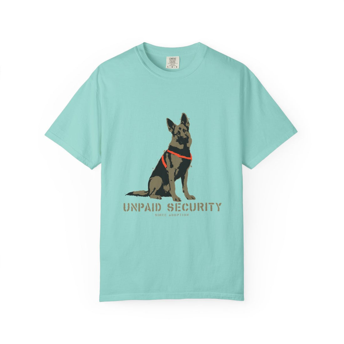Chalky Mint — Front | German Shepherd 'Unpaid Security' Garment-Dyed Tee