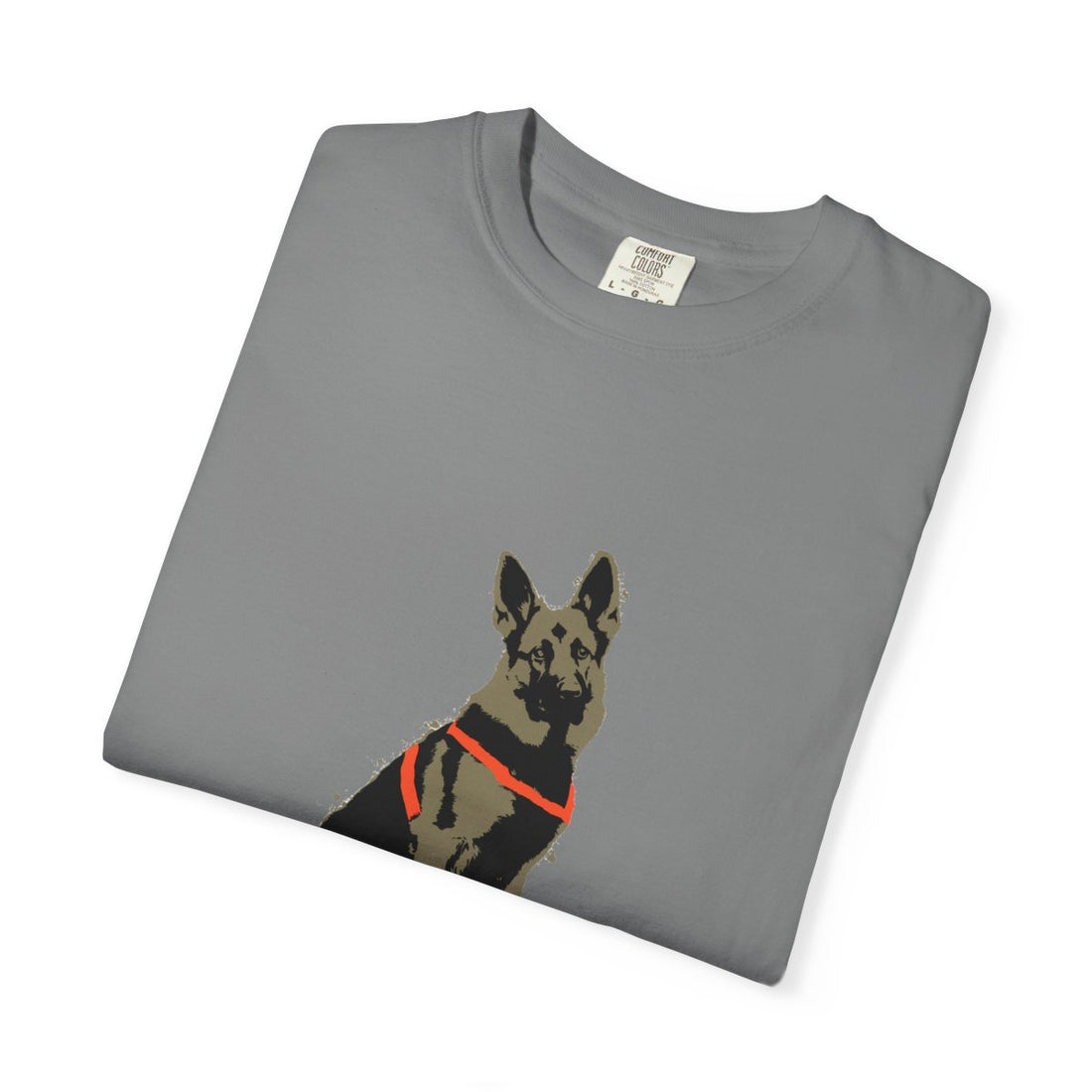 Grey — Folded | German Shepherd 'Unpaid Security' Garment-Dyed Tee