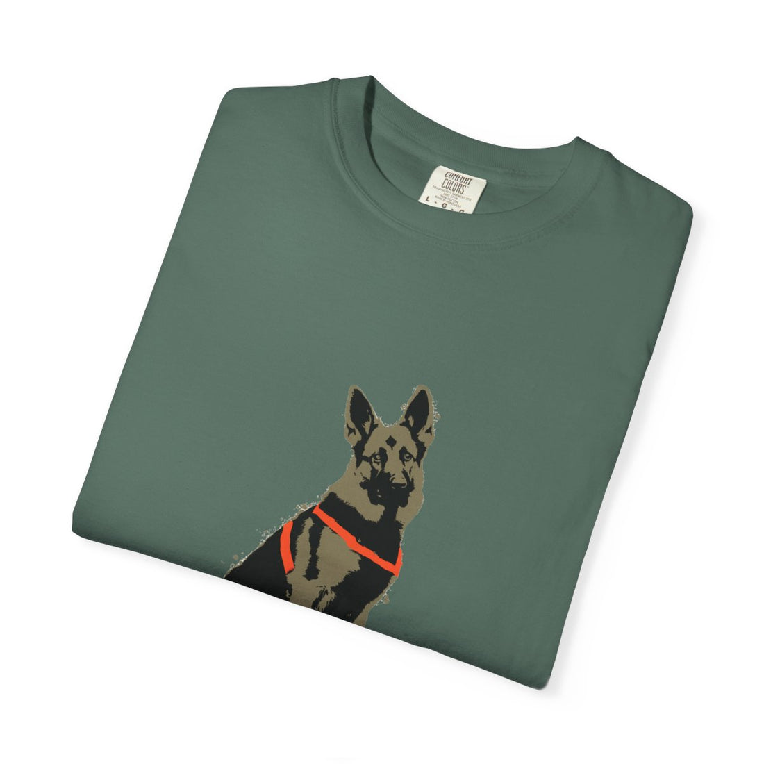 Blue Spruce — Folded | German Shepherd 'Unpaid Security' Garment-Dyed Tee