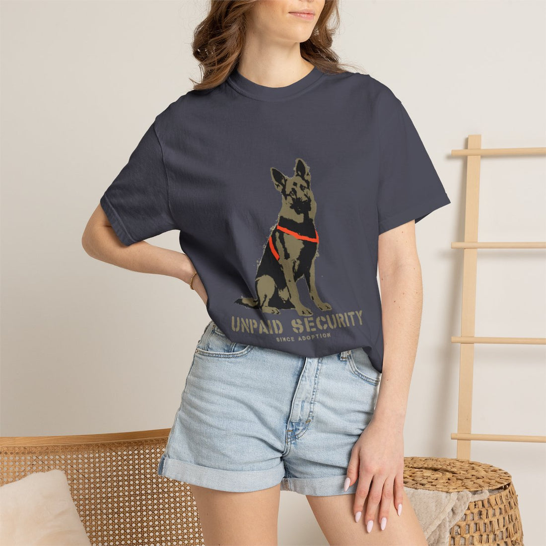Navy — Lifestyle | German Shepherd 'Unpaid Security' Garment-Dyed Tee