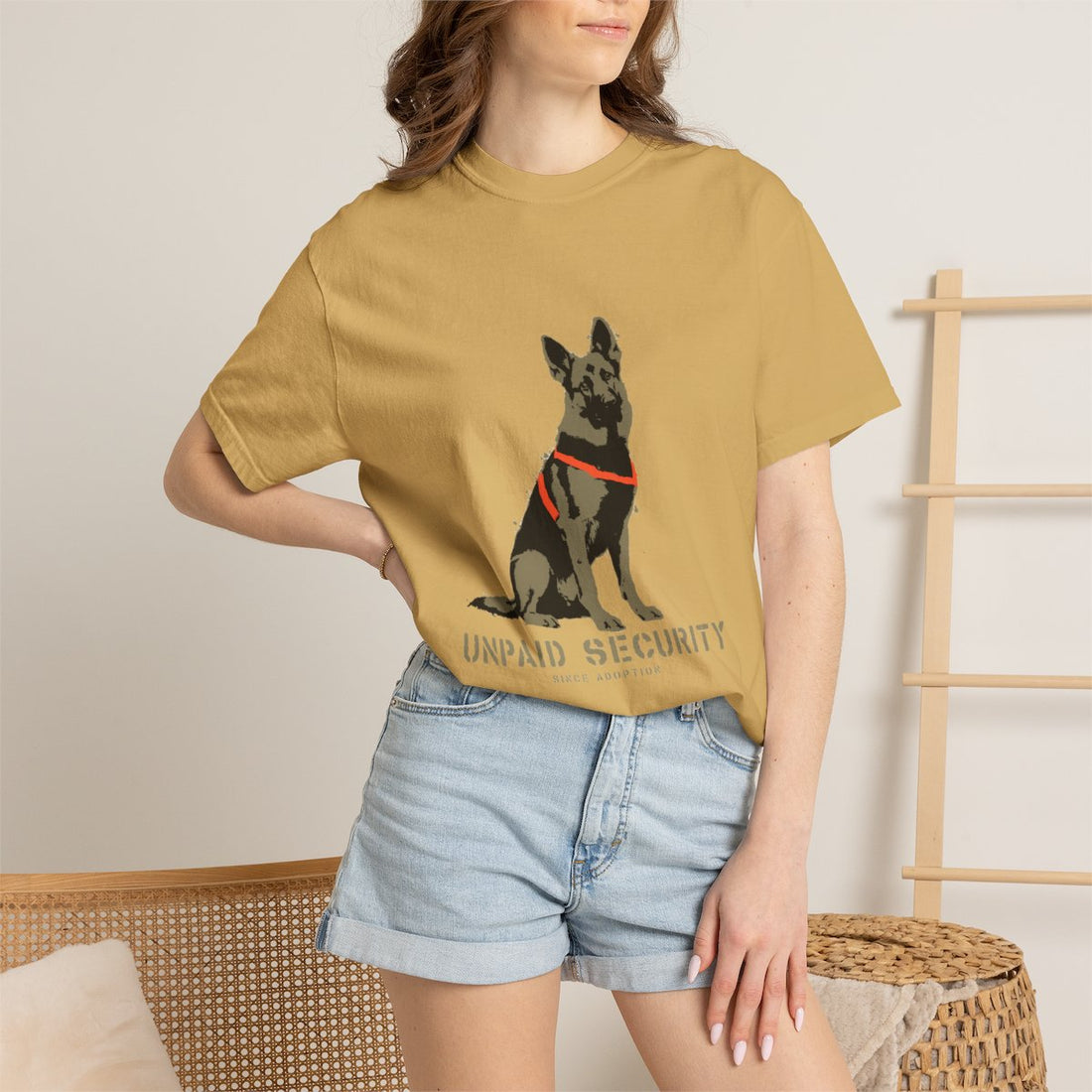Mustard — Lifestyle | German Shepherd 'Unpaid Security' Garment-Dyed Tee