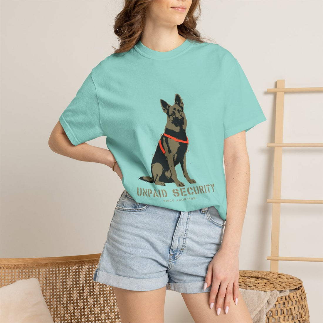 Chalky Mint — Lifestyle | German Shepherd 'Unpaid Security' Garment-Dyed Tee