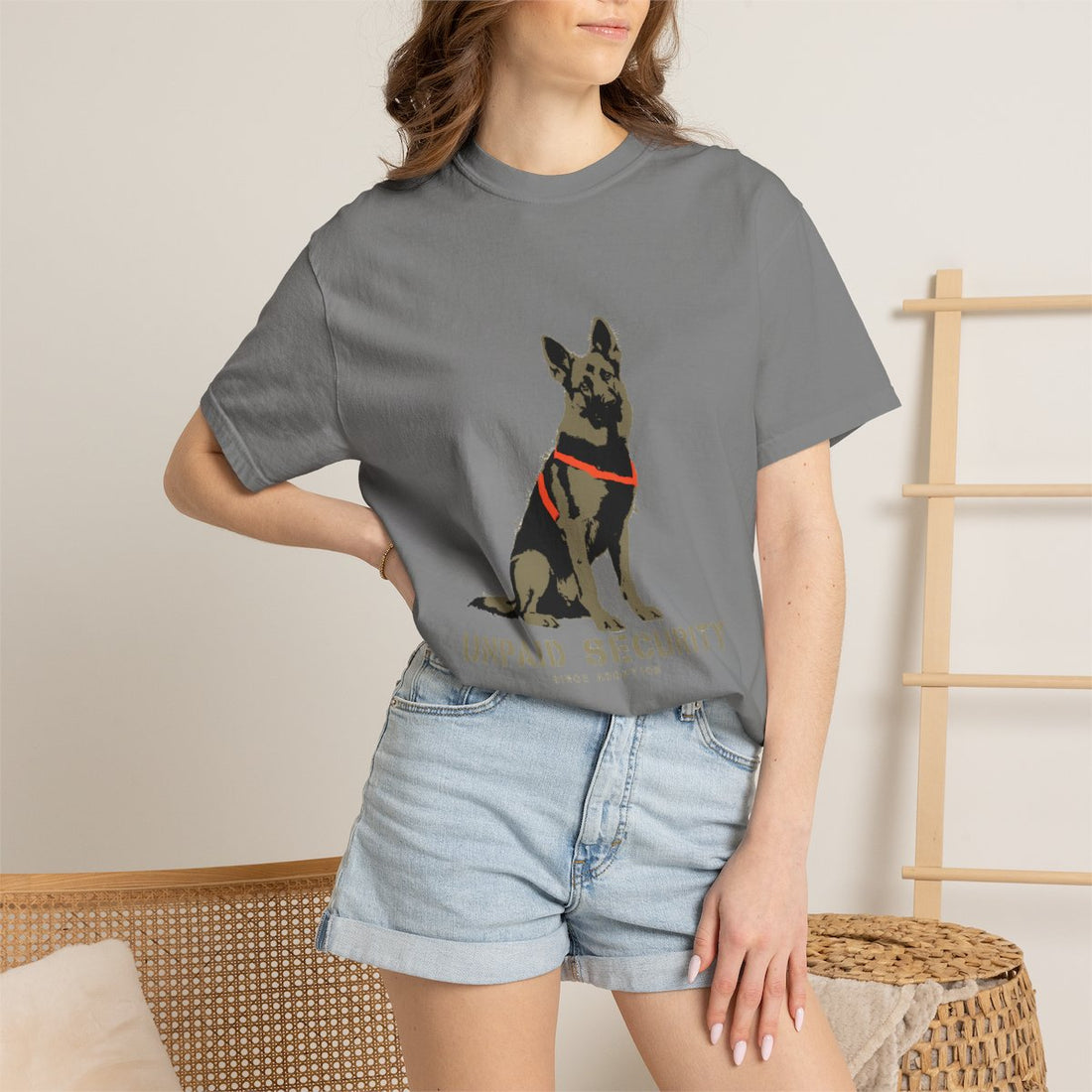 Grey — Lifestyle | German Shepherd 'Unpaid Security' Garment-Dyed Tee