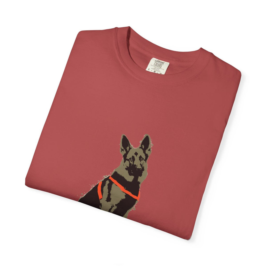 Crimson — Folded | German Shepherd 'Unpaid Security' Garment-Dyed Tee