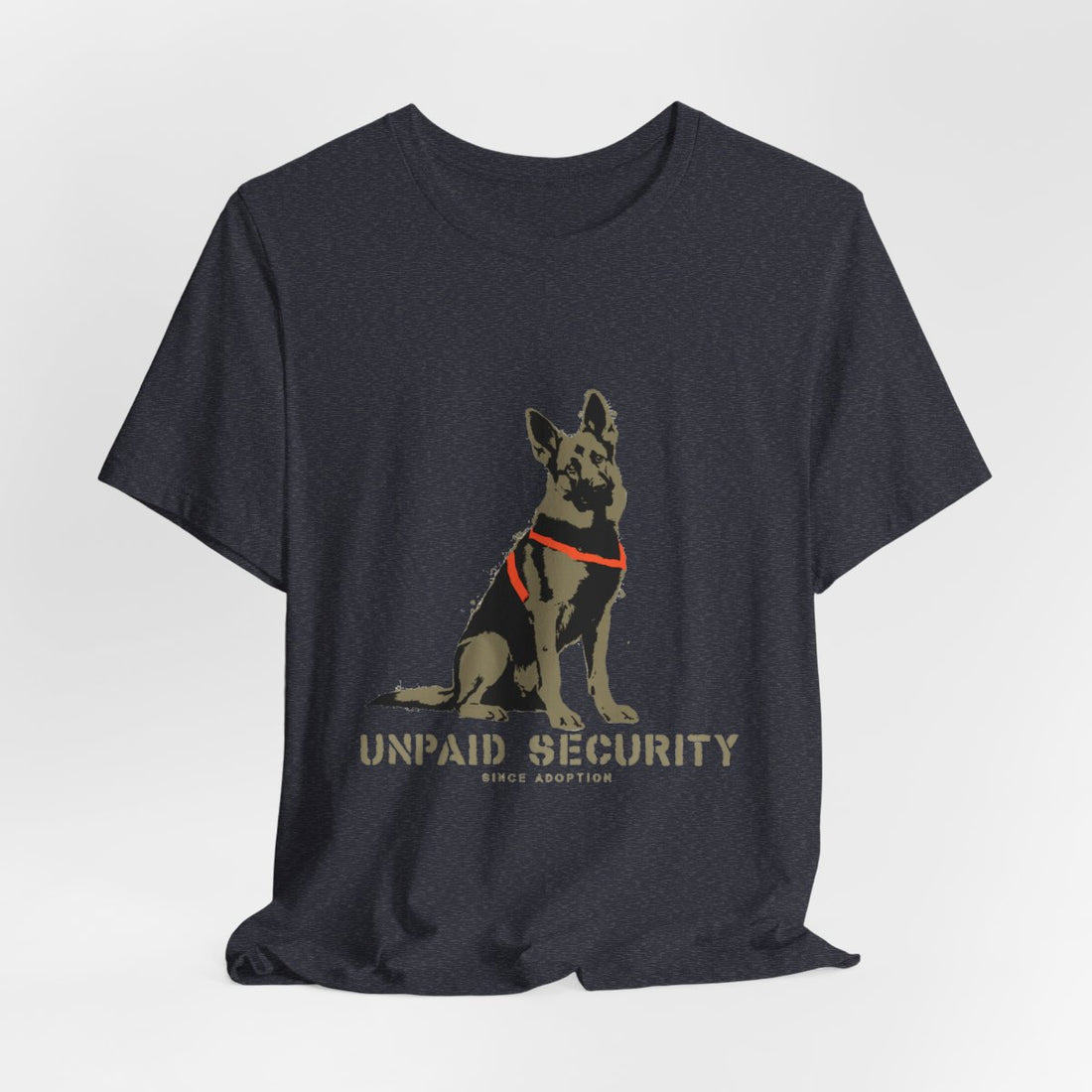 Heather Navy — Hanging | German Shepherd 'Unpaid Security' Tee